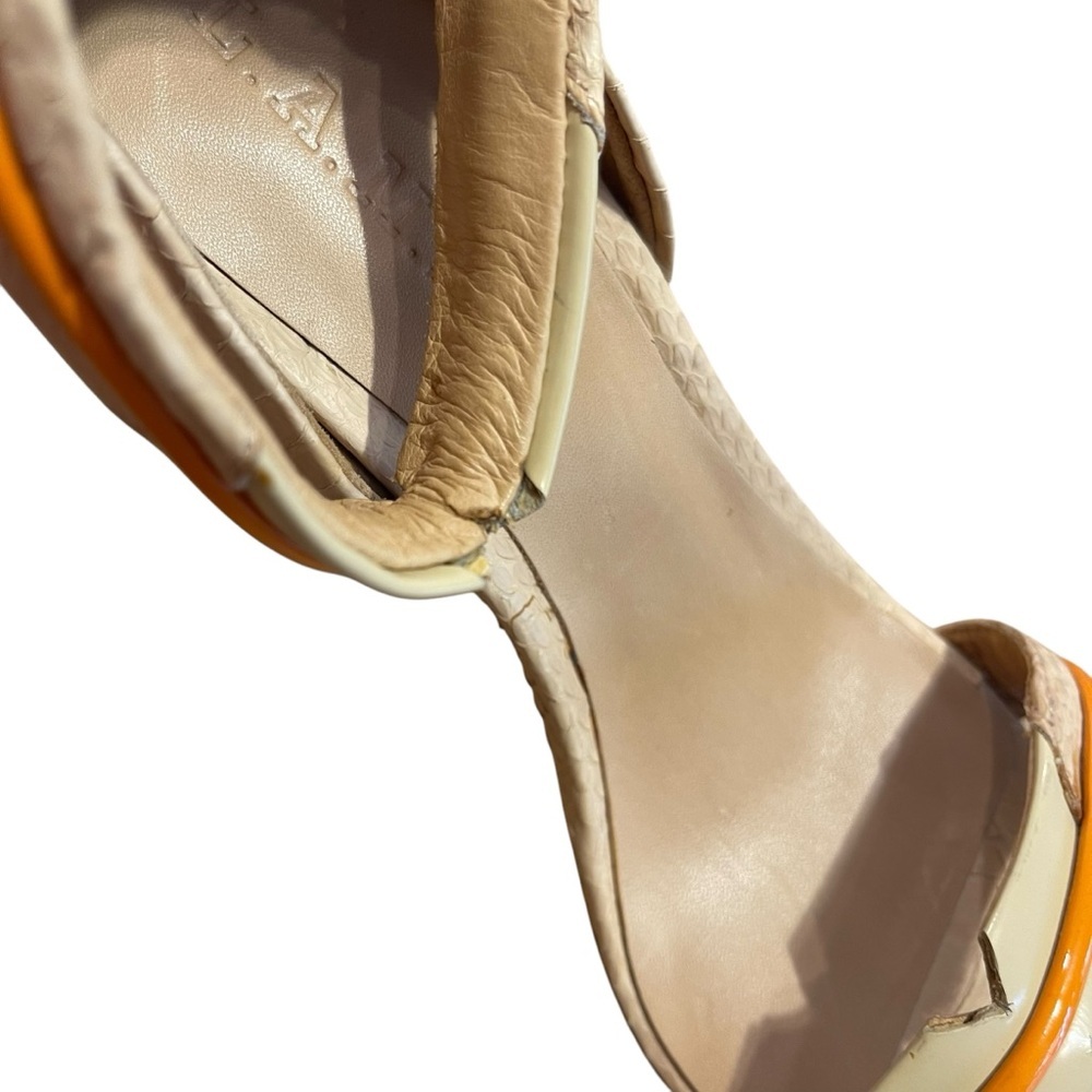 L.A.M.B.‎ Gwen Stefani Beige Orange Leather Heels Ankle Strap Women’s Size 8 - Picture 8 of 8